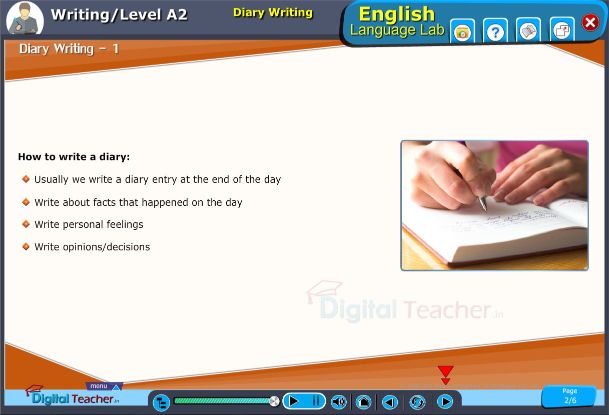Writing level a2 How to write a diary
